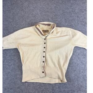 VINTAGE Pringle Of Scotland Marshall Field Cardigan Sweater Womens Small Cream